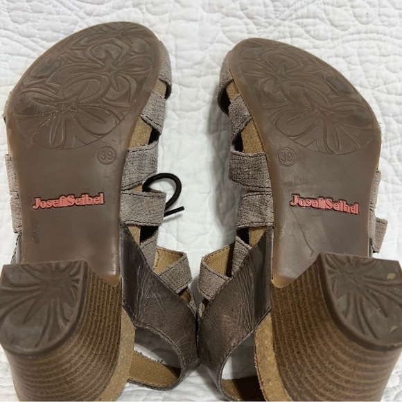 Joseph Seibel Womens Ruth 29 Taupe Leather Tie Heel Sandals, Size 39 - Picture 10 of 10